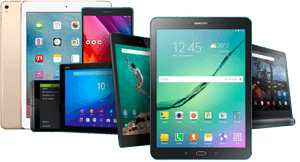 Assorted Tablets Display PNG image with transparent background