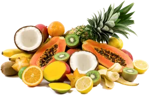 Assorted Tropical Fruits Display PNG Image