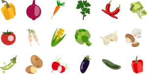 Assorted Vegetables Vector Illustration PNG Image