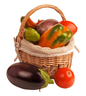 Assorted Vegetablesin Basket PNG image with transparent background