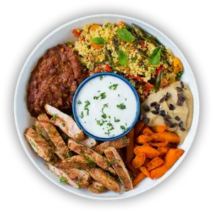 Assorted Vegetarian Platter Top View PNG Image