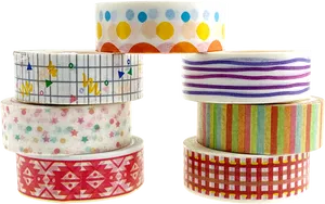 Assorted Washi Tapes Stacked PNG Image