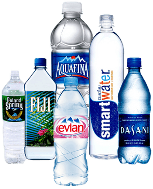 Assorted Water Bottle Brands PNG image with transparent background