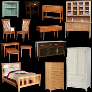 Assorted Wooden Furniture Collection PNG image with transparent background