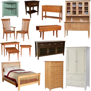 Assorted Wooden Furniture Collection PNG Image