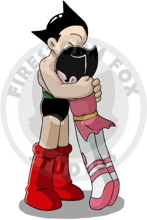 Astro Boyand Firefox Mascot Hug PNG Image