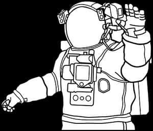 Astronaut Line Art PNG image with transparent background