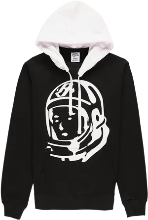 Astronaut Print Black Hoodie PNG Image