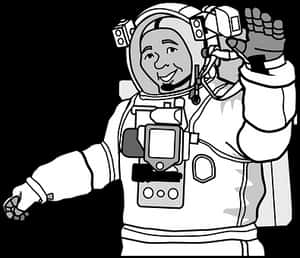 Astronaut Waving Cartoon PNG image with transparent background
