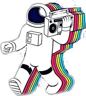 Astronaut With Boombox Art PNG Image