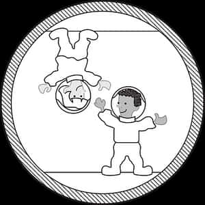 Astronautand Earth Reflection Graphic PNG with transparent background