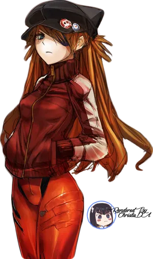 Asuka Langley Casual Capand Plugsuit PNG Image