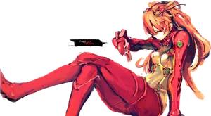 Asuka Langley Dynamic Pose PNG Image