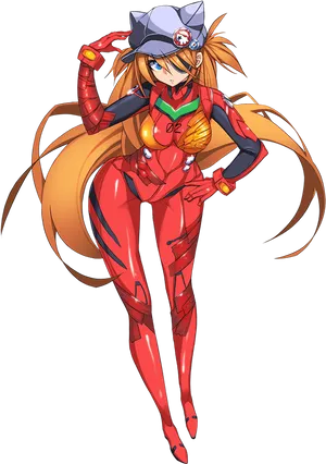 Asuka Langley Soryu Posingin Plugsuit PNG Image