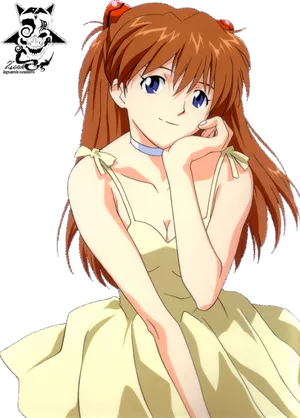 Asuka Langley Yellow Dress PNG Image