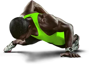 Athlete Performing Push Up Exercise PNG Image