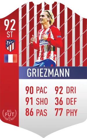 Atletico Madrid Player Griezmann F U T Card PNG Image