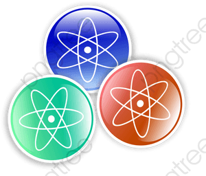 Atomic Symbols Colorful Badges PNG image with transparent background