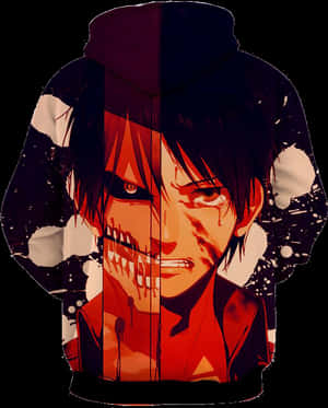 Attackon Titan Eren Yeager Hoodie PNG image with transparent background