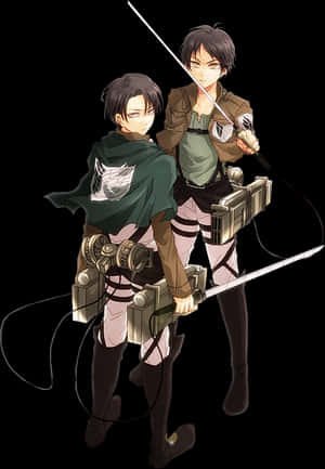 Attackon Titan Erenand Levi PNG image with transparent background