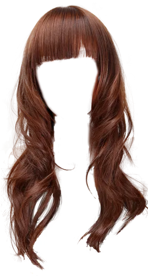 Auburn Hair Long Curls Black Background PNG Image