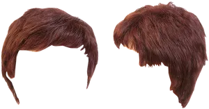 Auburn_ Hair_ Wigs_ Isolated_on_ Black_ Background PNG Image