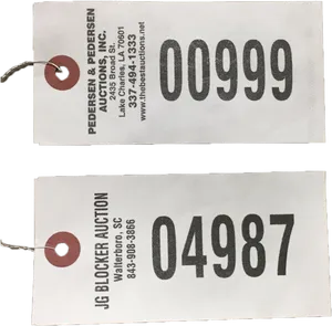 Auction Price Tags00999and04987 PNG Image