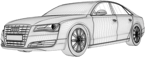 Audi Sedan3 D Wireframe Model PNG image with transparent background