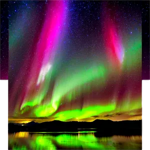 Aurora Borealis Over Lake Png Gqm PNG Image