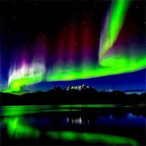 Aurora Borealis Over Lake Png Uwf PNG Image