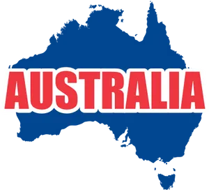 Australia Map Text Overlay PNG Image