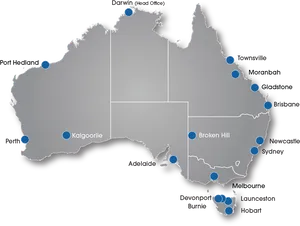 Australia Mapwith Location Pinsand Head Office Designation PNG Image