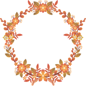 Autumn Floral Frame Black Background PNG Image