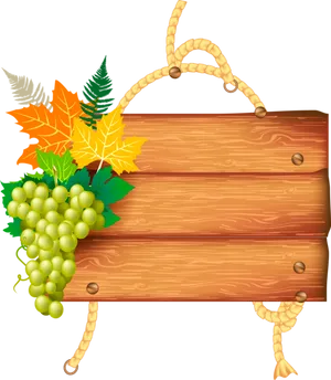 Autumn Harvest Wooden Signboard PNG Image