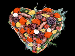 Autumn Heart Floral Arrangement PNG image with transparent background
