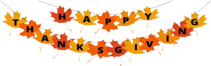 Autumn Leaves Happy Thanksgiving Banner PNG Image