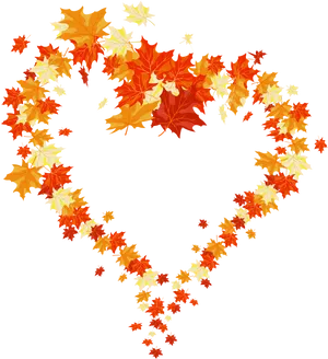 Autumn Leaves Heart Shape PNG Image