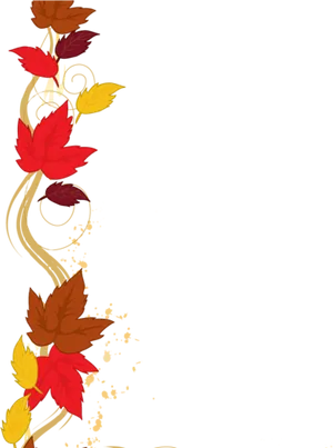 Autumn Leaves Vertical Border Design PNG Image