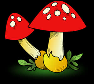 Autumn Mushroomsand Fallen Leaves PNG with transparent background