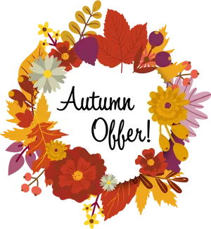 Autumn Offer Floral Wreath PNG Image