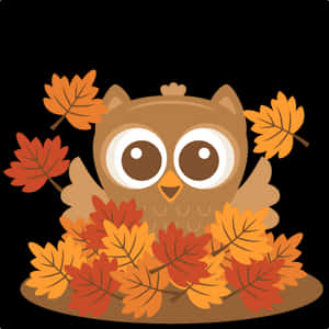 Autumn Owl Amidst Fall Leaves PNG image with transparent background