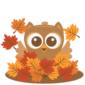 Autumn Owl Amidst Fall Leaves PNG Image