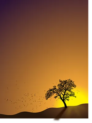 Autumn Sunset Silhouette PNG Image