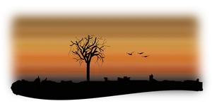 Autumn Sunset Silhouette PNG Image