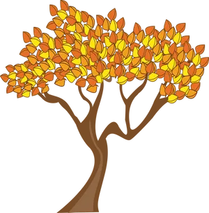 Autumn Tree Illustration PNG Image