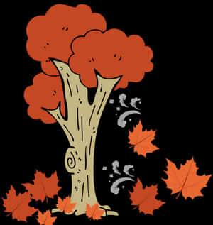 Autumn_ Tree_with_ Falling_ Leaves PNG image with transparent background