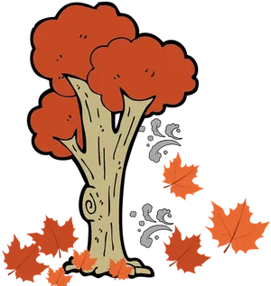 Autumn_ Tree_with_ Falling_ Leaves PNG Image