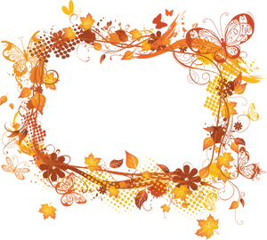 Autumnal Butterfly Leaf Frame PNG Image