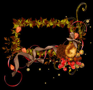 Autumnal Floral Frame PNG image with transparent background