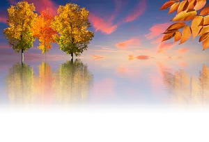 Autumnal Reflections Sunset PNG Image